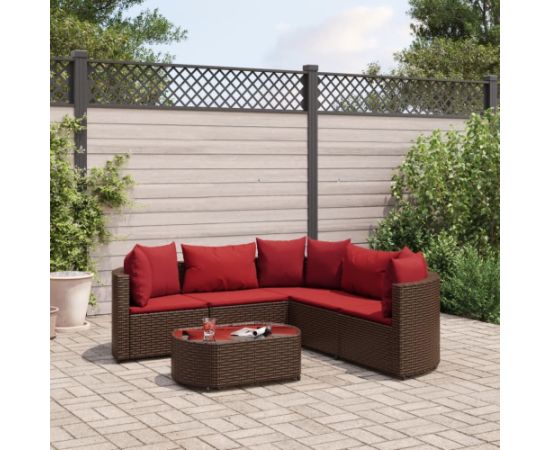 vidaXL 6-cz. zestaw wypoczynkowy do ogrodu, z poduszkami, brązowy Dārza mēbeļu komplekti