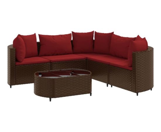 vidaXL 6-cz. zestaw wypoczynkowy do ogrodu, z poduszkami, brązowy Dārza mēbeļu komplekti