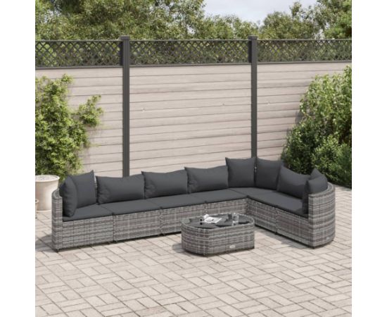 vidaXL 8-cz. zestaw mebli ogrodowych z poduszkami, szary, polirattan Dārza mēbeļu komplekti