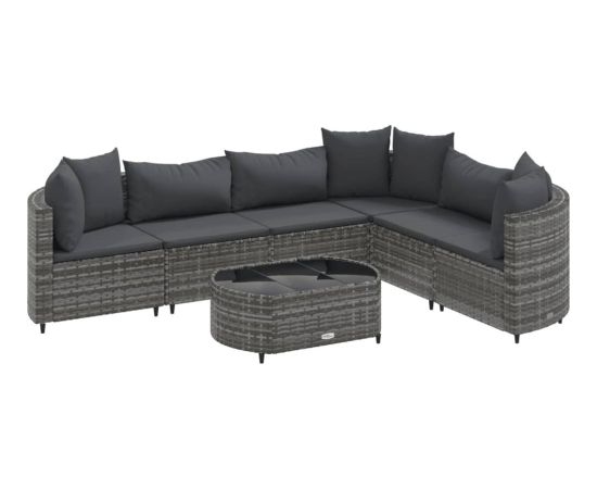 vidaXL 7-cz. zestaw wypoczynkowy do ogrodu, z poduszkami, szary Dārza mēbeļu komplekti