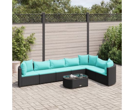 vidaXL 8-cz. zestaw wypoczynkowy do ogrodu, z poduszkami, czarny Dārza mēbeļu komplekti