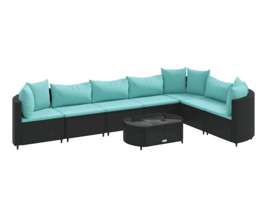 vidaXL 8-cz. zestaw wypoczynkowy do ogrodu, z poduszkami, czarny Dārza mēbeļu komplekti