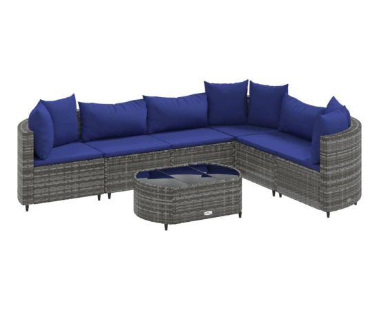 vidaXL 7-cz. zestaw wypoczynkowy do ogrodu, z poduszkami, szary Dārza mēbeļu komplekti