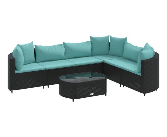 vidaXL 7-cz. zestaw wypoczynkowy do ogrodu, z poduszkami, czarny Dārza mēbeļu komplekti