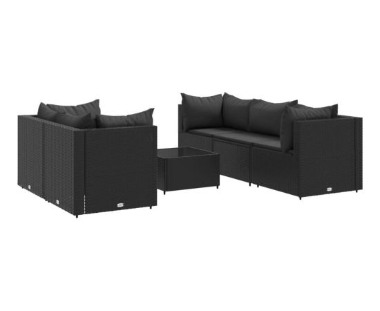 vidaXL 6-cz. zestaw wypoczynkowy do ogrodu, poduszki, czarny rattan PE Dārza mēbeļu komplekti