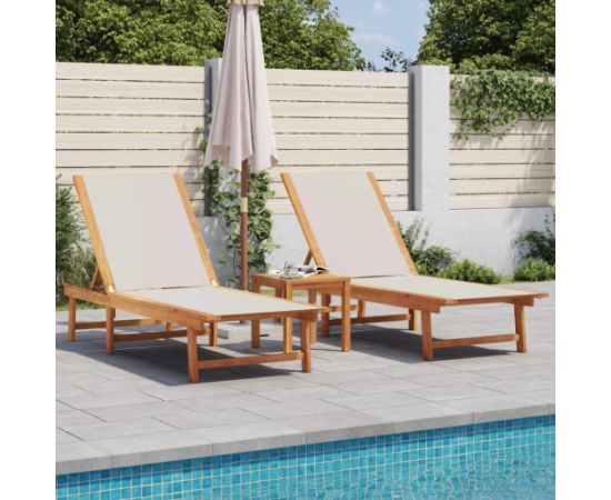 vidaXL Leżaki, 2 szt., szare, lite drewno akacjowe i textilene Шезлонги и пляжные стулья