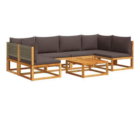 vidaXL 7-cz. zestaw wypoczynkowy do ogrodu, z poduszkami, drewniany Dārza mēbeļu komplekti