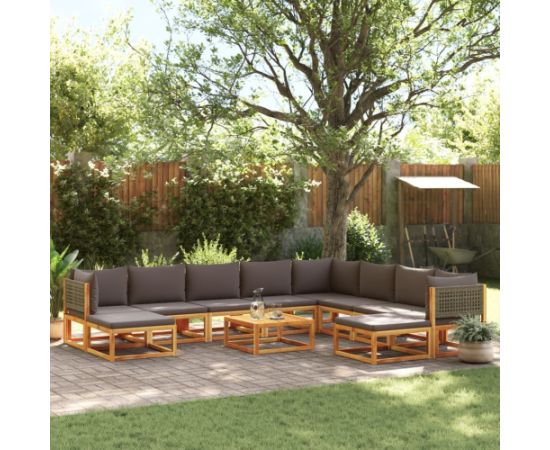 vidaXL 11-cz. zestaw wypoczynkowy do ogrodu, z poduszkami, drewniany Dārza mēbeļu komplekti