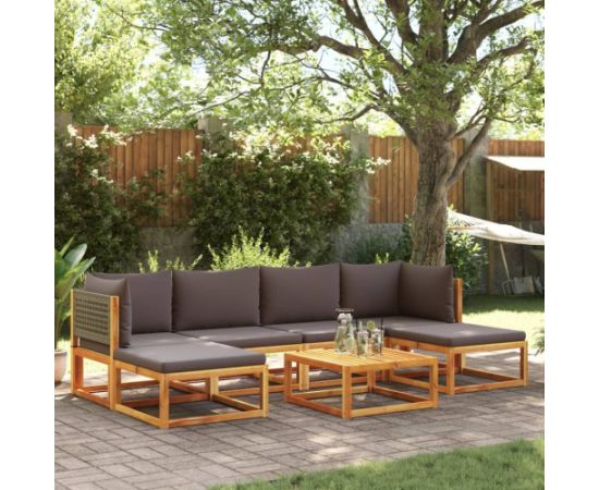 vidaXL 7-cz. zestaw wypoczynkowy do ogrodu, z poduszkami, drewniany Dārza mēbeļu komplekti