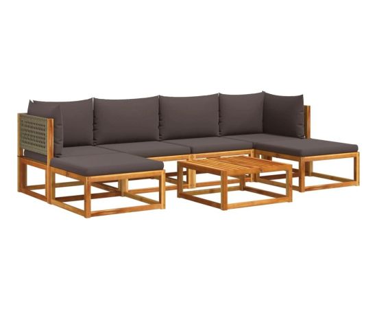 vidaXL 7-cz. zestaw wypoczynkowy do ogrodu, z poduszkami, drewniany Dārza mēbeļu komplekti