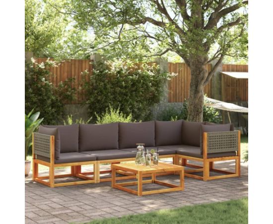 vidaXL 6-cz. zestaw wypoczynkowy do ogrodu, z poduszkami, akacjowy Dārza mēbeļu komplekti