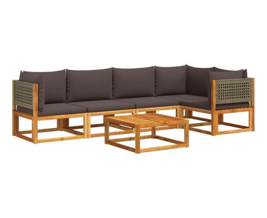 vidaXL 6-cz. zestaw wypoczynkowy do ogrodu, z poduszkami, akacjowy Dārza mēbeļu komplekti