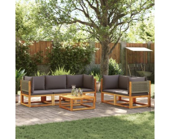 vidaXL 6-cz. zestaw wypoczynkowy do ogrodu, z poduszkami, akacjowy Dārza mēbeļu komplekti