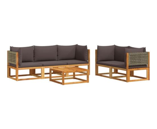 vidaXL 6-cz. zestaw wypoczynkowy do ogrodu, z poduszkami, akacjowy Dārza mēbeļu komplekti