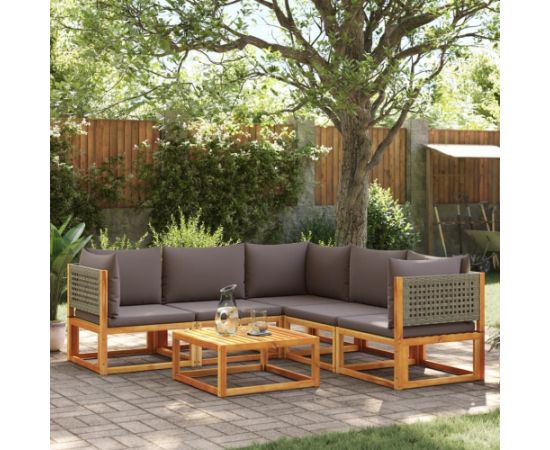 vidaXL 6-cz. zestaw wypoczynkowy do ogrodu, z poduszkami, akacjowy Dārza mēbeļu komplekti