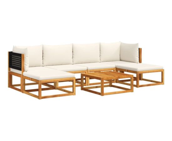 vidaXL 7-cz. zestaw wypoczynkowy do ogrodu, z poduszkami, drewniany Dārza mēbeļu komplekti