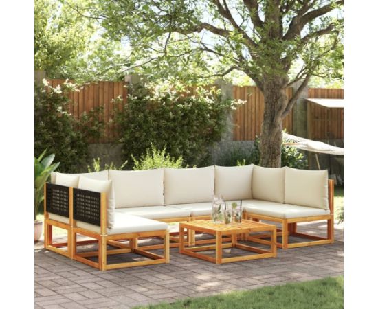 vidaXL 7-cz. zestaw wypoczynkowy do ogrodu, z poduszkami, drewniany Dārza mēbeļu komplekti