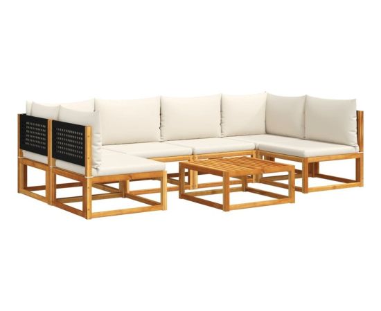 vidaXL 7-cz. zestaw wypoczynkowy do ogrodu, z poduszkami, drewniany Dārza mēbeļu komplekti