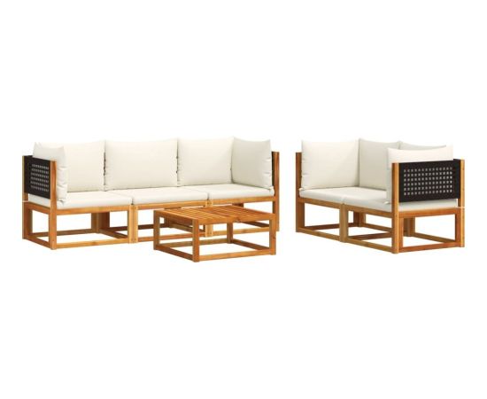 vidaXL 6-cz. zestaw wypoczynkowy do ogrodu, z poduszkami, akacjowy Dārza mēbeļu komplekti