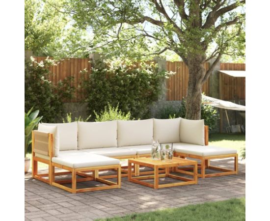 vidaXL 7-cz. zestaw wypoczynkowy do ogrodu, z poduszkami, drewniany Dārza mēbeļu komplekti