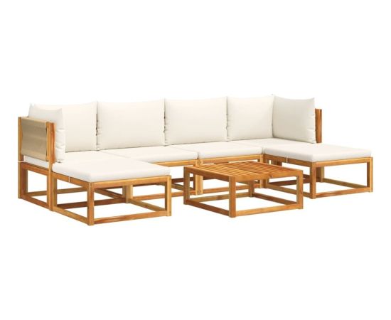 vidaXL 7-cz. zestaw wypoczynkowy do ogrodu, z poduszkami, drewniany Dārza mēbeļu komplekti