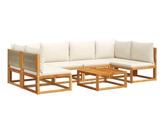 vidaXL 7-cz. zestaw wypoczynkowy do ogrodu, z poduszkami, drewniany Dārza mēbeļu komplekti