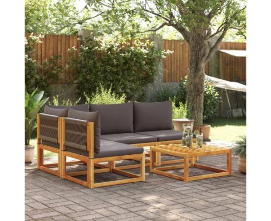 vidaXL 5-cz. zestaw wypoczynkowy do ogrodu, z poduszkami, akacjowy Dārza mēbeļu komplekti