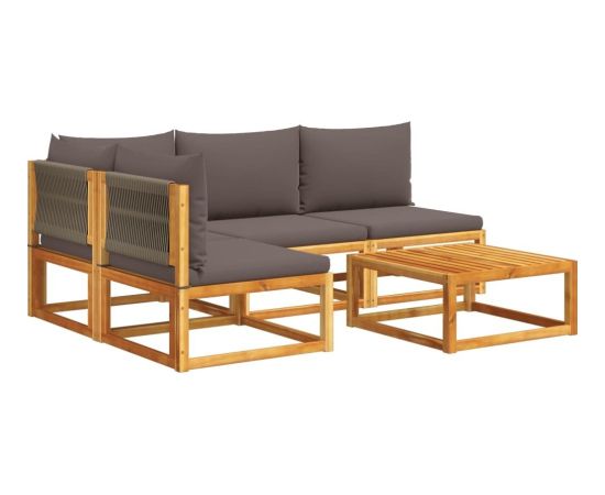 vidaXL 5-cz. zestaw wypoczynkowy do ogrodu, z poduszkami, akacjowy Dārza mēbeļu komplekti