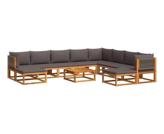 vidaXL 11-cz. zestaw wypoczynkowy do ogrodu, z poduszkami, drewniany Dārza mēbeļu komplekti