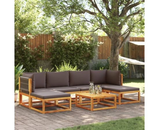 vidaXL 7-cz. zestaw wypoczynkowy do ogrodu, z poduszkami, drewniany Dārza mēbeļu komplekti