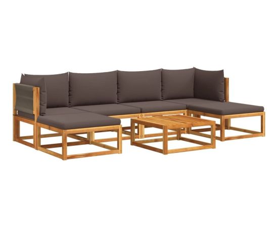 vidaXL 7-cz. zestaw wypoczynkowy do ogrodu, z poduszkami, drewniany Dārza mēbeļu komplekti