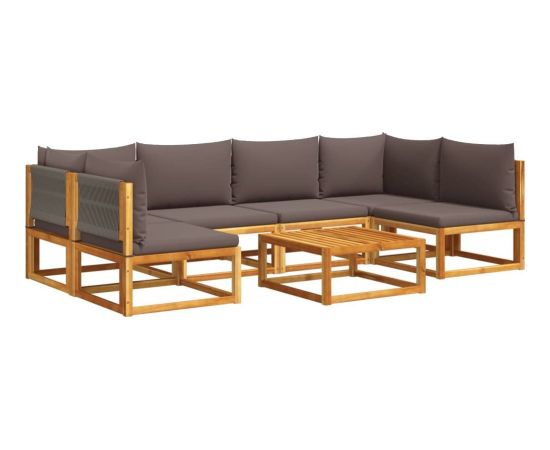 vidaXL 7-cz. zestaw wypoczynkowy do ogrodu, z poduszkami, drewniany Dārza mēbeļu komplekti