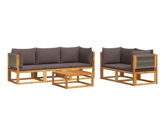 vidaXL 6-cz. zestaw wypoczynkowy do ogrodu, z poduszkami, akacjowy Dārza mēbeļu komplekti