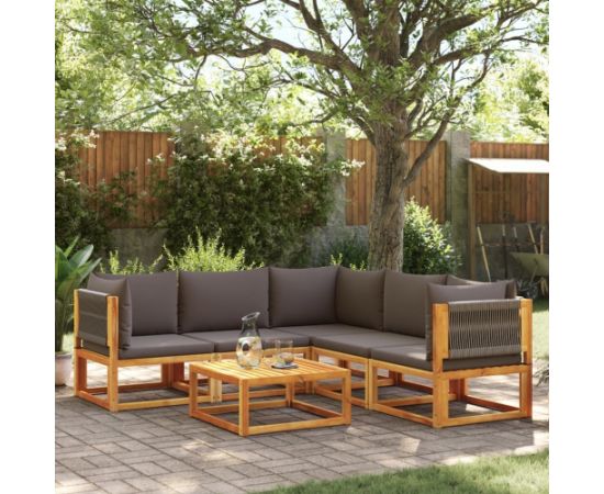 vidaXL 6-cz. zestaw wypoczynkowy do ogrodu, z poduszkami, akacjowy Dārza mēbeļu komplekti