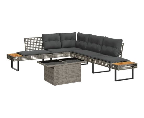 vidaXL 2-cz. zestaw wypoczynkowy do ogrodu, z poduszkami, szary Dārza mēbeļu komplekti