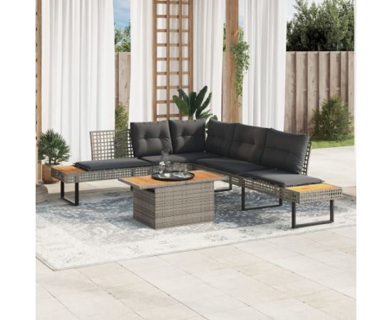 vidaXL 2-cz. zestaw wypoczynkowy do ogrodu, z poduszkami, szary Dārza mēbeļu komplekti