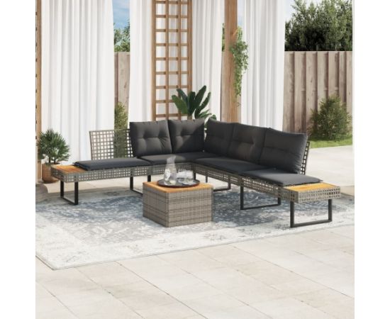 vidaXL 2-cz. zestaw wypoczynkowy do ogrodu, z poduszkami, szary Dārza mēbeļu komplekti