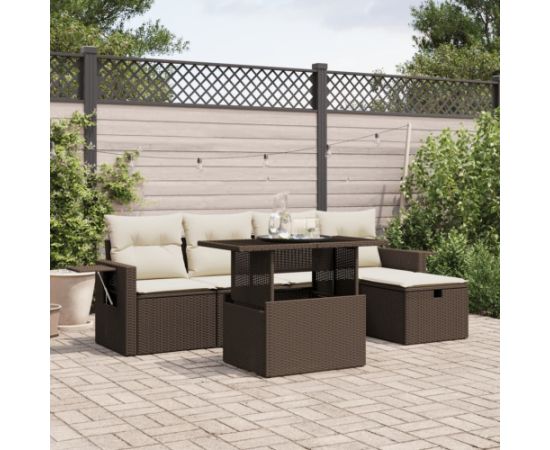 vidaXL 6-cz. zestaw wypoczynkowy do ogrodu, z poduszkami, brązowy Dārza mēbeļu komplekti