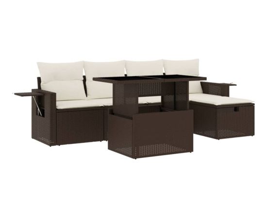 vidaXL 6-cz. zestaw wypoczynkowy do ogrodu, z poduszkami, brązowy Dārza mēbeļu komplekti