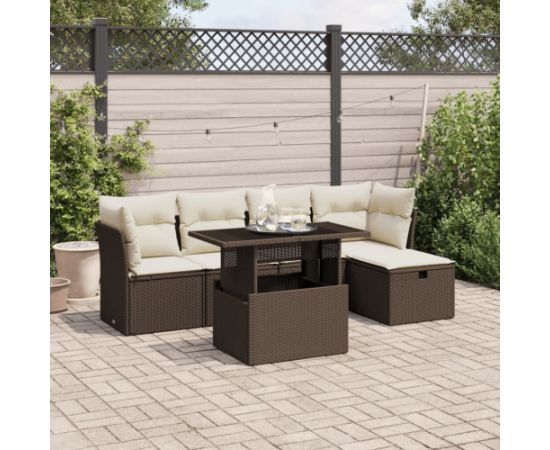 vidaXL 6-cz. zestaw wypoczynkowy do ogrodu, z poduszkami, brązowy Dārza mēbeļu komplekti