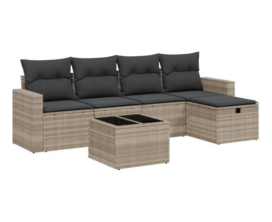 vidaXL 6-cz. zestaw mebli ogrodowych, z poduszkami, jasnoszary Dārza mēbeļu komplekti