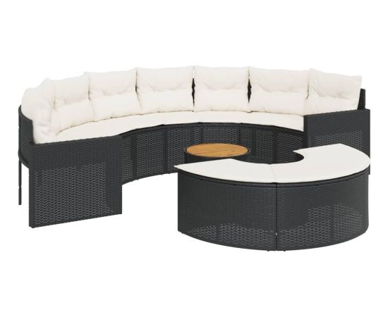 vidaXL 3-cz. zestaw mebli ogrodowych z półokrągłą sofą, czarny Dārza mēbeļu komplekti