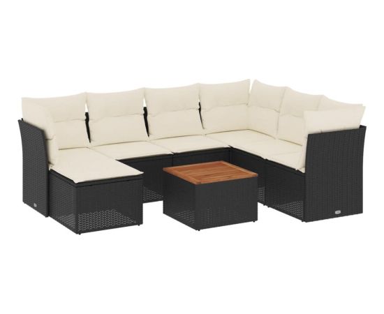 vidaXL 8-cz. zestaw wypoczynkowy do ogrodu, z poduszkami, czarny Dārza mēbeļu komplekti