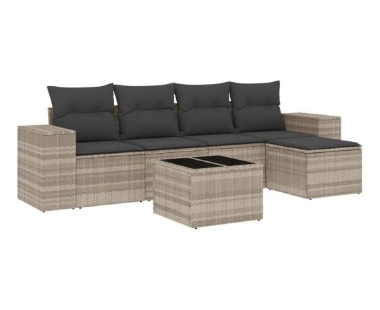 vidaXL 6-cz. zestaw mebli ogrodowych, z poduszkami, jasnoszary Dārza mēbeļu komplekti