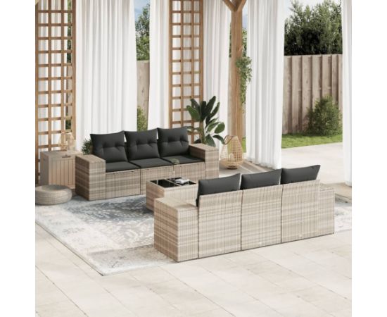 vidaXL 7-cz. zestaw wypoczynkowy do ogrodu, z poduszkami, jasnoszary Dārza mēbeļu komplekti