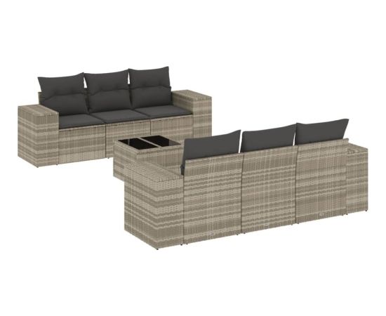 vidaXL 7-cz. zestaw wypoczynkowy do ogrodu, z poduszkami, jasnoszary Dārza mēbeļu komplekti