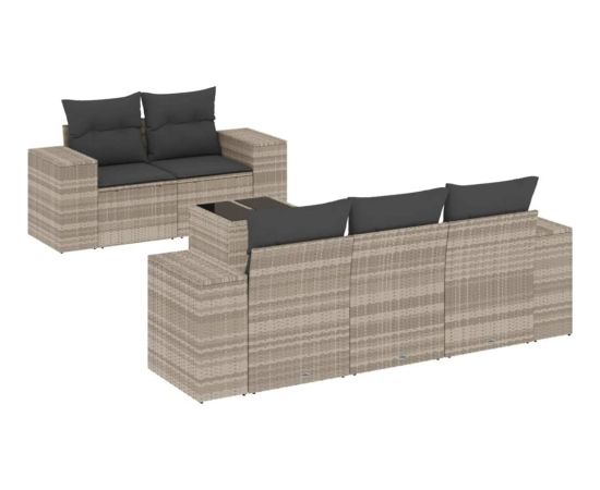 vidaXL 6-cz. zestaw mebli ogrodowych, z poduszkami, jasnoszary Dārza mēbeļu komplekti