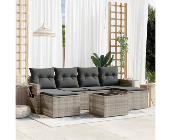 vidaXL 7-cz. zestaw wypoczynkowy do ogrodu, z poduszkami, jasnoszary Dārza mēbeļu komplekti