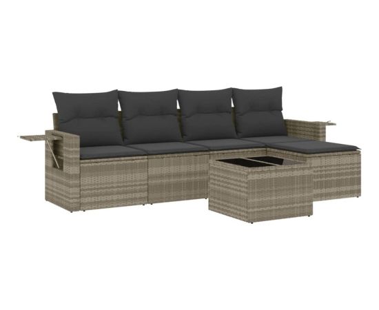 vidaXL 6-cz. zestaw mebli ogrodowych, z poduszkami, jasnoszary Dārza mēbeļu komplekti