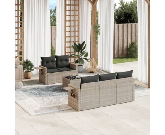 vidaXL 6-cz. zestaw mebli ogrodowych, z poduszkami, jasnoszary Dārza mēbeļu komplekti